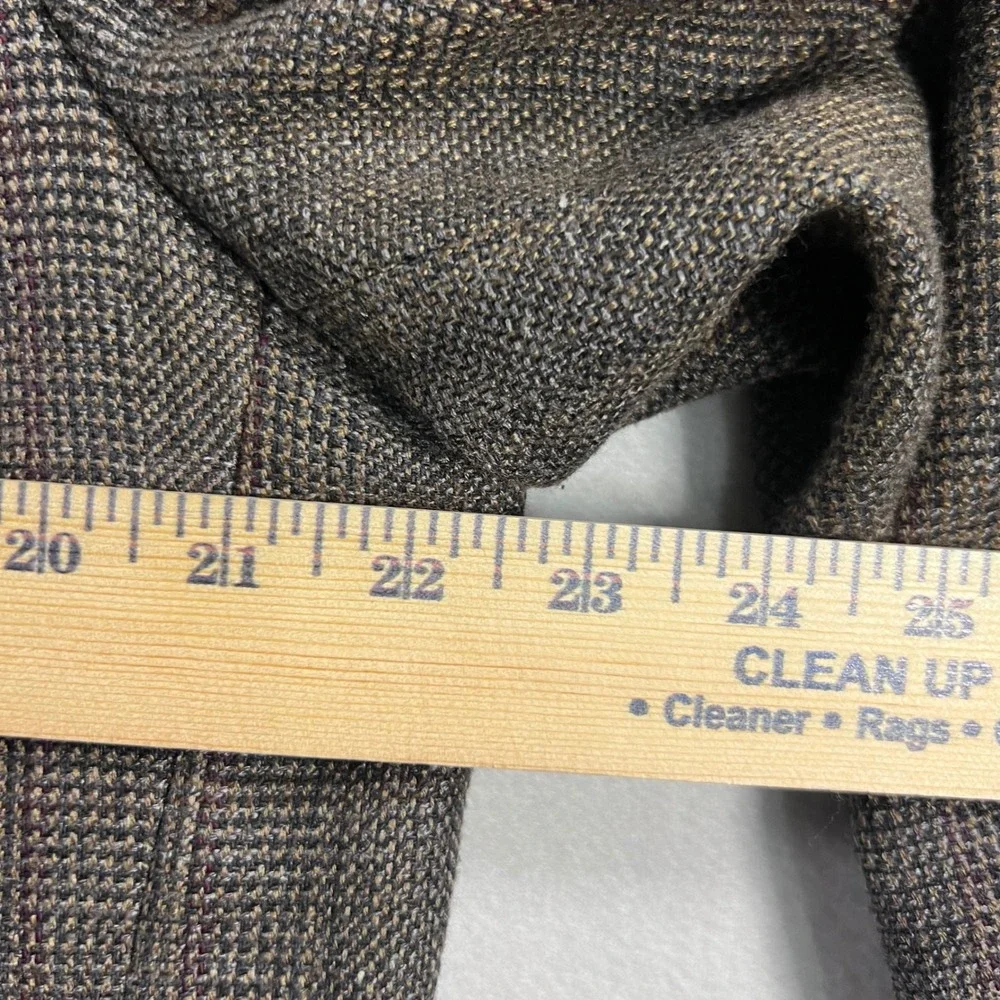 Haggar Imperial Mens Blazer Jacket Glen Check Plaid Tweed‎ Wool Blend Brown USA